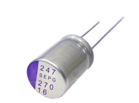 Panasonic SEPG, THT Polymer Alu Kondensator, Elko 150μF ±20% / 16V Dc, Ø 5mm X 9mm, Bis 105°C