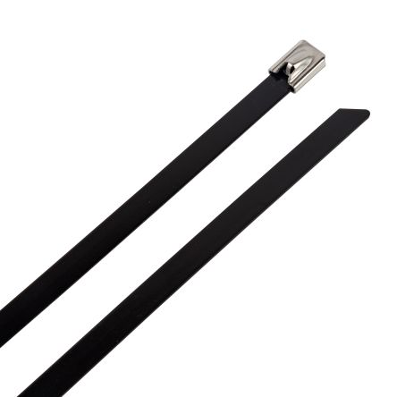 RS PRO Cable Tie, 1m X 4.6 Mm, Black 316 Stainless Steel, Pk-100