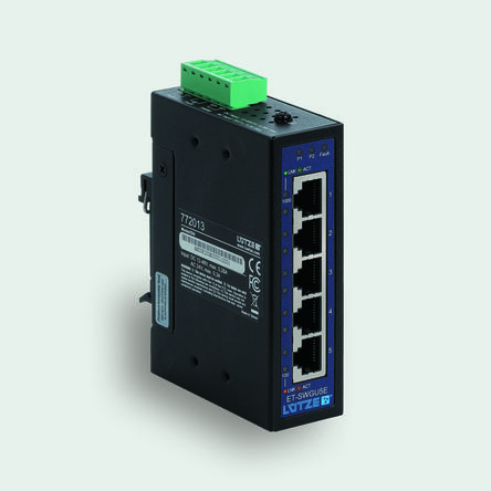 F Lutze Ltd Unmanaged Ethernet Switch, 5 X RJ45 / 1000Mbit/s, Bis 100m Für DIN-Schienen, 12 → 48V Dc