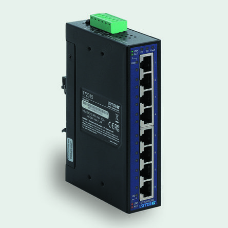 F Lutze Ltd Unmanaged Ethernet Switch, 8 X RJ45 / 1000Mbit/s, Bis 100m Für DIN-Schienen, 12 → 48V Dc