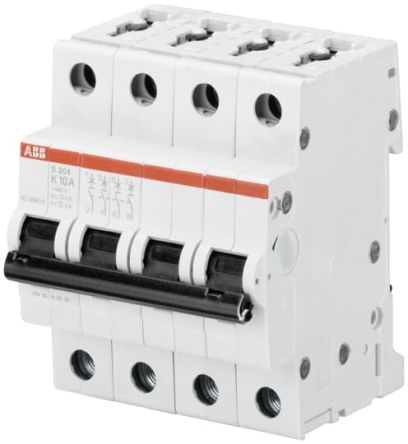 ABB S200 Leitungsschutzschalter Typ K, 4-polig 4A System Pro M Compact DIN-Schienen-Montage