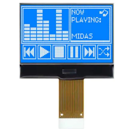 Midas Monochrom LCD Keine, Graphisch 128 X 64 54.6 X 42.2mm, Hintergrund Blau Lichtdurchlässig, Parallel/SPI Interface