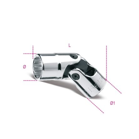 BETA 3/8 In Drive 19mm Universal Joint Socket, 12 Point, 56.5 Mm Overall Length