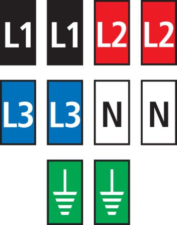 HellermannTyton WIC1 Kabel-Markierer, Beschriftung: EARTH, L1, L2, L3, N, Farbsortiment, Ø 2mm - 2.8mm
