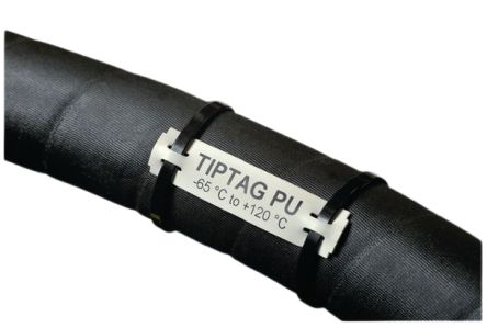 HellermannTyton TIPTAG Kabelmarkierung, Kabelbinder, Beschriftung: TIPTAG PU, Weiß