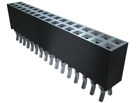 Samtec SSQ Series Right Angle Through Hole Mount PCB Socket, 100-Contact, 2-Row, 2.54mm Pitch, Solder Termination