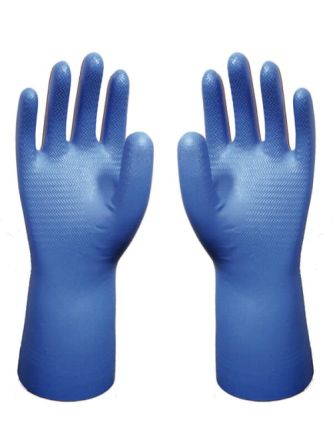 Showa 707D Blue Nitrile Chemical Resistant Gloves, Size 9, Large, Nitrile Coating