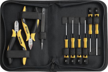 Wiha Tools 工具套装, 9件 电工工具套件, 内含 钳子、螺丝刀、镊子