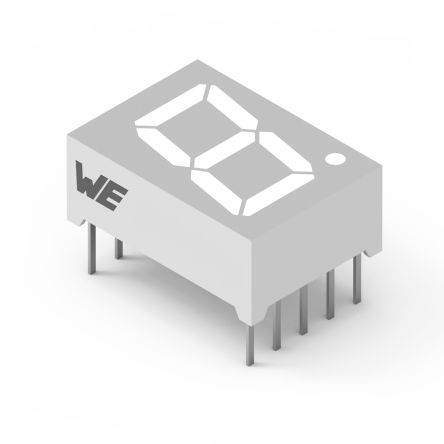 Wurth Elektronik 157136S12701 7-Segment LED Display, CC Super Red 38 Mcd RH DP 13.2mm