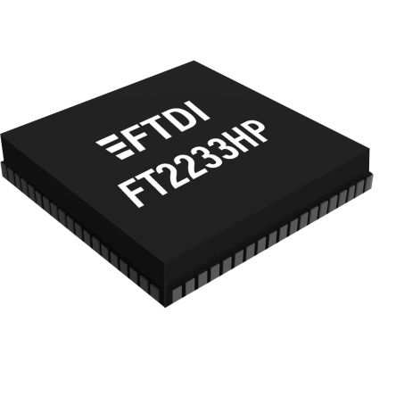 FTDI Chip Puente CI USB FT2233HPQ-TRAY, 76 Pines, QFN-76, 2 Canales, 12Mbps, USB 2.0, 3,3 V