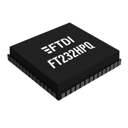 FTDI Chip Controlador USB FT232HPQ-TRAY, 56 Pines, QFN 56, 12Mbps, USB 2.0, 3,3 V