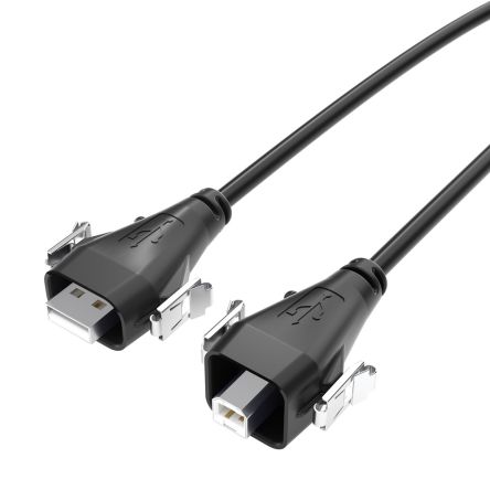 Samtec USB-Kabel, USBA / USB B, 3m USB 2.0 Schwarz