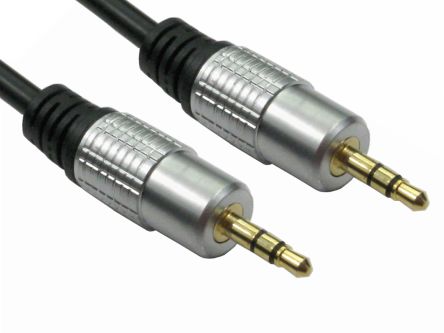 RS PRO Aux Kabel, Stereo-Jack, 3,5 Mm / Stereo-Jack, 3,5 Mm Stecker Stecker L. 15m Schwarz