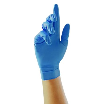 Unigloves Blue Powder-Free Nitrile Disposable Gloves, Size 8, Medium, 200 Per Pack
