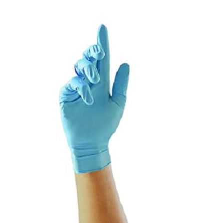 Unigloves Blue Powder-Free Nitrile Disposable Gloves, Size 8, Medium, 100 Per Pack