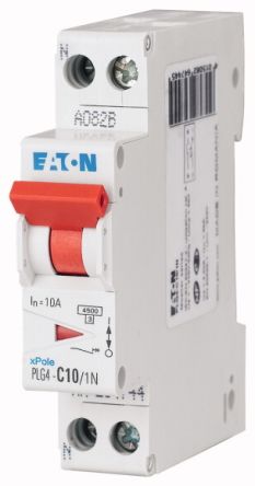 Eaton Moeller MCB Leitungsschutzschalter Typ C, Pol 1P+N 10A 230V, Abschaltvermögen 4.5 KA DIN-Schienen-Montage