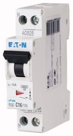 Eaton Interruptor Automático 1P+N, 32A, Curva Tipo B PLG6-B32/1N, Montaje En Carril DIN