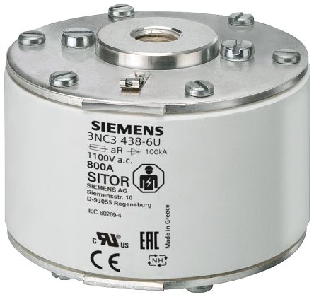 Siemens Fusible De Cuerpo Cuadrado, 3NC3434-6U, Tamaño NH3, 500A 440V