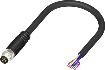 RS PRO Cable De Conexión, Con. A M8 Macho, 6 Polos, Con. B Sin Terminación, Cod.: A, Long. 10m