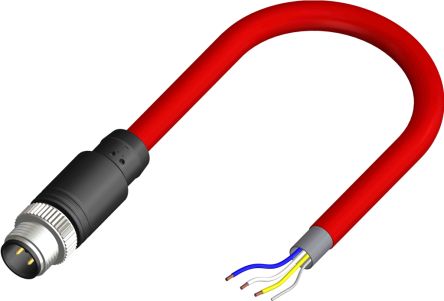 RS PRO Straight Male 4 Way M12 To Unterminated Sensor Actuator Cable, 10m