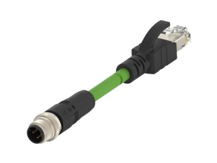 TE Connectivity TCD1474 Ethernetkabel Cat.5e, 500mm, Grün Patchkabel, A M12 Stecker, B RJ45, PVC