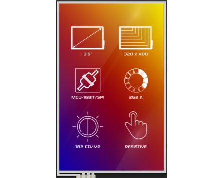 4D Systems TFT-LCD-Anzeige 3.5Zoll SPI Mit Touch Screen Resistiv, 320 X 480pixels, 48.96 X 73.44mm 2,8 V LED Lichtdurchlässig