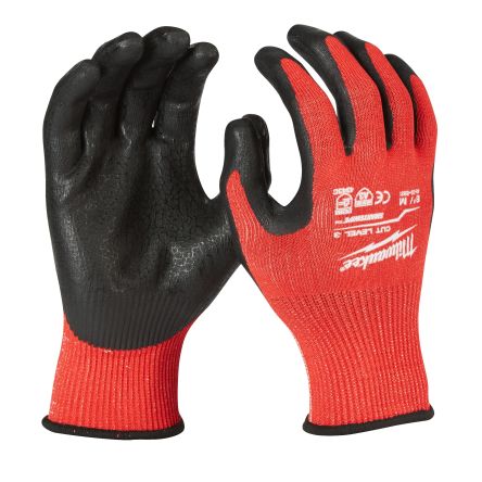 Milwaukee Schneidfeste Handschuhe, Größe 9, L, Cut Resistant, Puncture Resistant, Nitril Rot