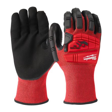 Milwaukee Schneidfeste Handschuhe, Größe 9, L, Nitril Rot