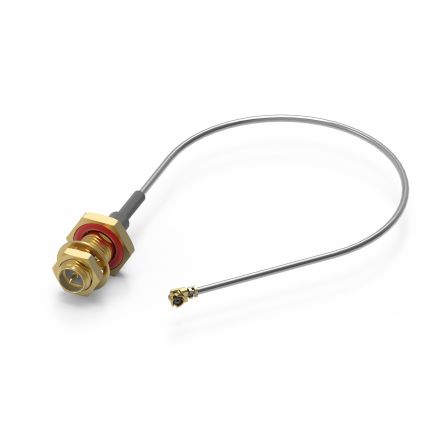 Wurth Elektronik Cable Coaxial, 50 Ω, Con. A: RP-SMA, Hembra, Con. B: UMRF, Macho, Long. 200mm Gris