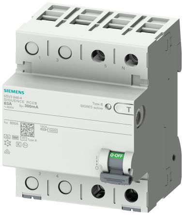 Siemens 5SV3621 RCCB, 16A, 2 Pole, 300mA, Type B, 230V Ac