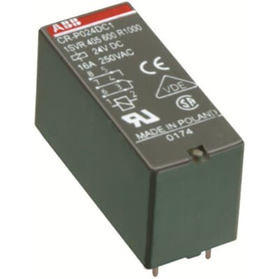 ABB CR-P Interface Relais, 24V / 250V 24V Dc, 2 Wechsler (1-poliger Umschalter) DIN-Schienen 24V