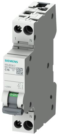 Siemens 5SL Leitungsschutzschalter Typ C, Pol 1P+N 16A SENTRON DIN-Schienen-Montage
