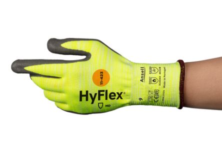 Ansell HyFlex Yellow Polyamide Abrasion Resistant, Cut Resistant, Mechanical Protection, Silicone Free Work Gloves,