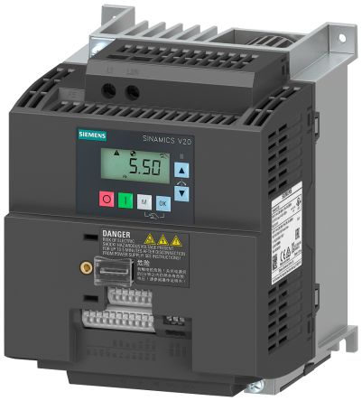 Siemens SINAMICS V20, 1, 3-Phasen Frequenzumrichter 2,2 KW, 240 V / 11 A 550Hz