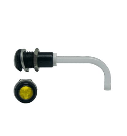 Bivar RHD-1100-3000-F9PZY67PR, Panel Mount Right Angle LED Light Pipe, Yellow Round Lens