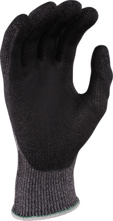 KUTLASS Black, Grey Nylon Cut Resistant Gloves, Size 7, Small, Polyurethane Coating