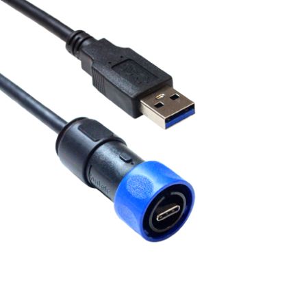 Bulgin USB-Kabel, USB C / USBA, 1m USB 3.2 Schwarz