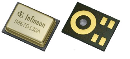 Infineon 麦克风, 数字 (PDM)输出, 1.62-3.6V操作电压, 67dB信噪比, 5针