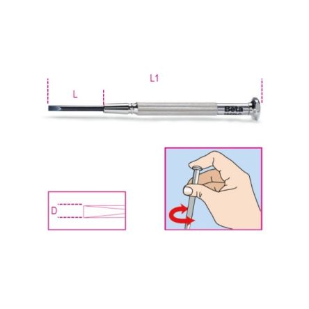 BETA Cacciavite Di Precisione A Taglio 1,2 Mm, Lungh. Lama 21 Mm