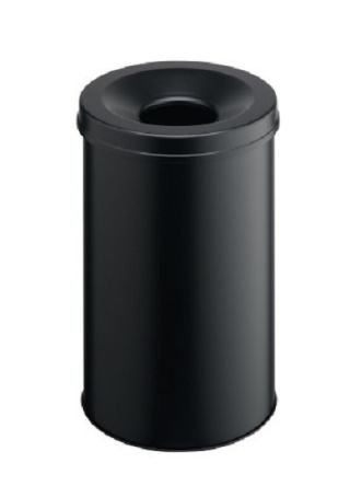 Durable Contenedor Negro Con Tapa Basculante De 30L De Acero