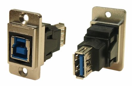 RS PRO Conector USB, Hembra A Hembra, 2 Puertos, Recta, Montaje En Panel, Versión 3.0