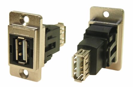 RS PRO USB-Steckverbinder 2.0 A → A, 2-Port Buchse/Buchse, Tafelmontage