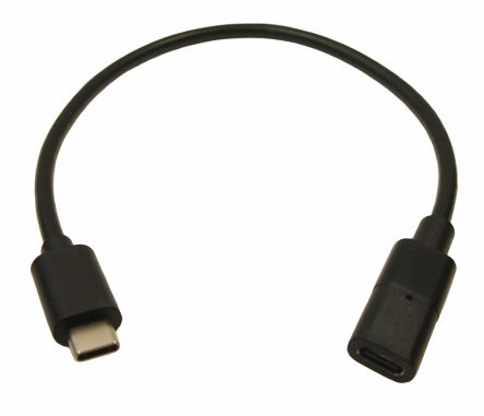 RS PRO USB延长线 USB线, USB C公插转USB C母座, 300mm长, USB 3.1