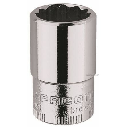 Facom 3/8 In Drive 1mm Standard Socket, 12 Point, 33 Mm Overall Length