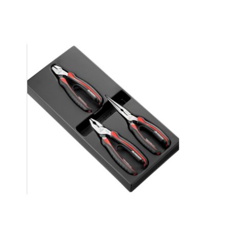 Facom 3-Piece Plier Set, Straight Tip, 160 Mm, 185 Mm, 200 Mm Overall
