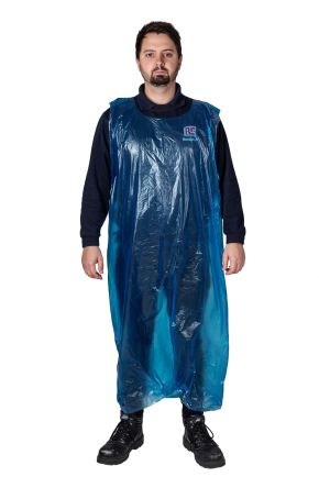 Reldeen Einweg-Schürze, 76cm Hüftumfang, 1.35m L., Polyethylen, Flüssigkeitsbeständig, Blau Unisex