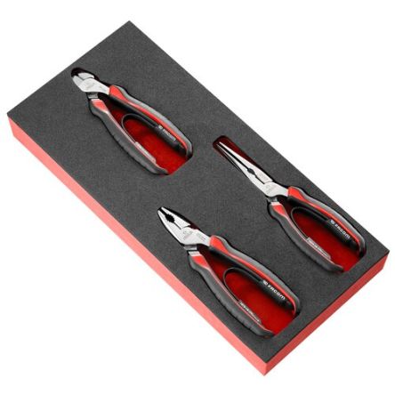 Facom 3-Piece Plier Set, Straight Tip, 160 Mm, 185 Mm, 200 Mm Overall