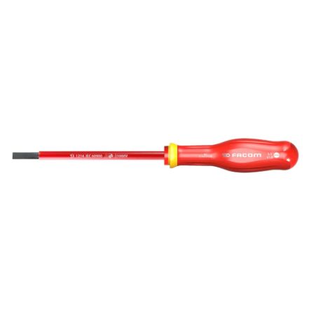 Facom Slotted Insulated Screwdriver, 6.5 Mm Tip, 150 Mm Blade, VDE/1000V, 270 Mm Overall