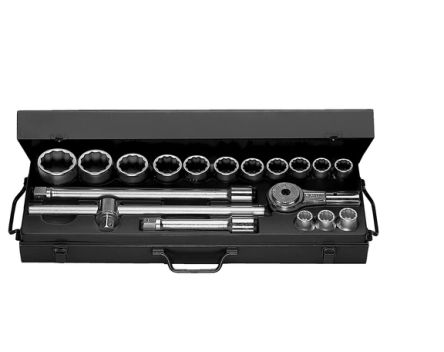 Facom Metric 3/4 In Standard Socket Set With Ratchet, 12 Point