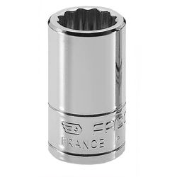 Facom 1/4 In Drive 1/2in Standard Socket, 12 Point, 22 Mm Overall Length